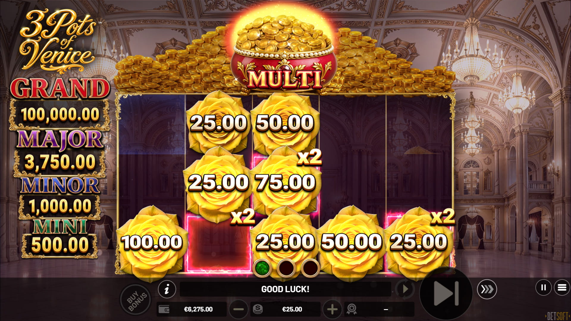 Función Hold and Win de 3 Pots of Venice - captura oficial del juego