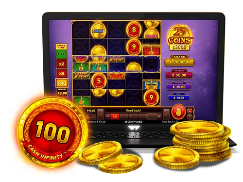 Símbolo Cash Infinity con valor 100x en 25 Coins x3000